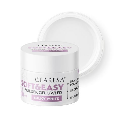 Claresa изграждащ гел Soft & Easy гел млечнобял 90гр