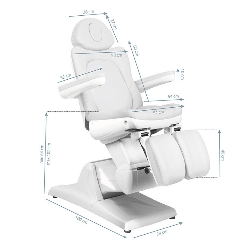 Електрически козметичен стол с 3 мотора - бял Azzurro 870S Pedi – снимка 2