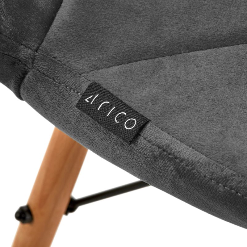 4Rico Rico QS-186 скандинавски стол сиво кадифе – снимка 4