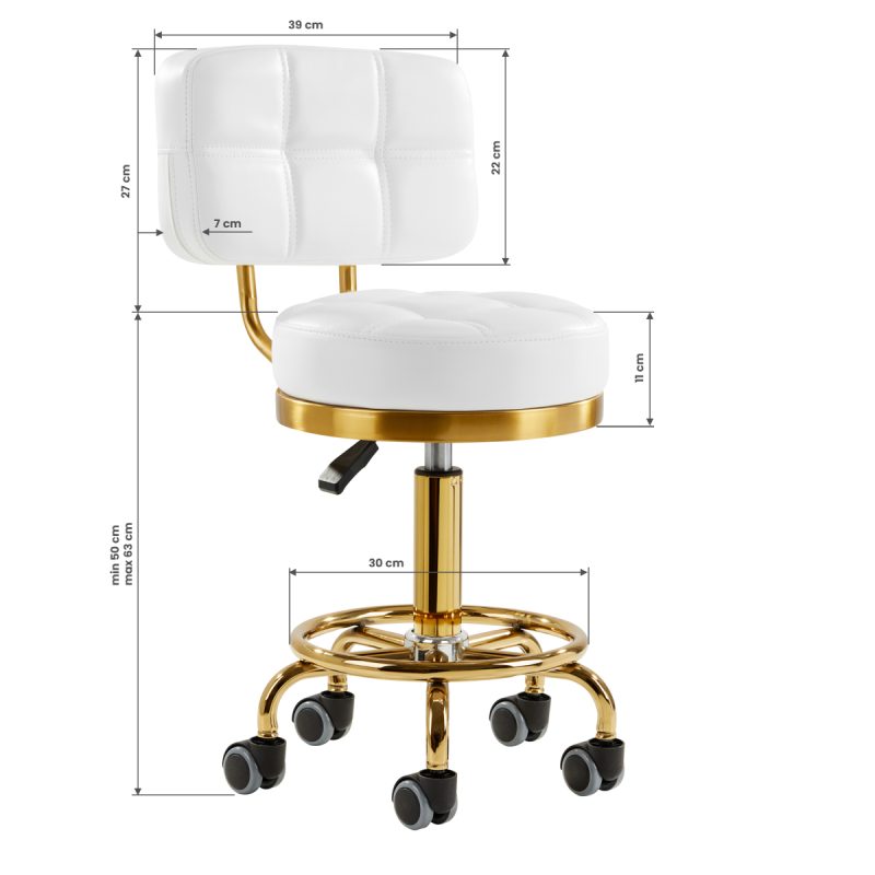 Козметична табуретка Gold AM-830 бяла – снимка 5