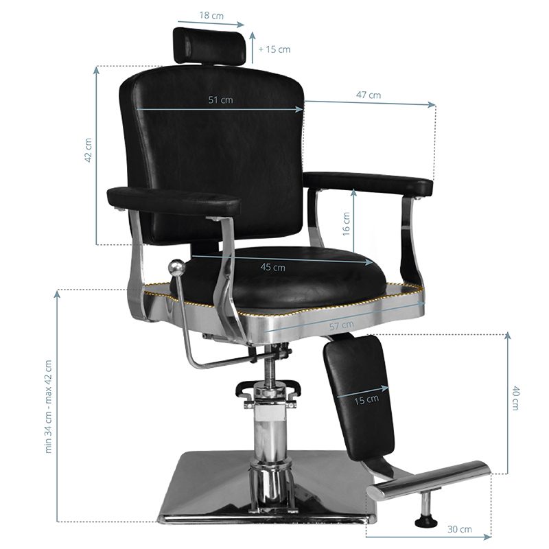 Бръснарски стол - черен Hair System SM180 – снимка 5