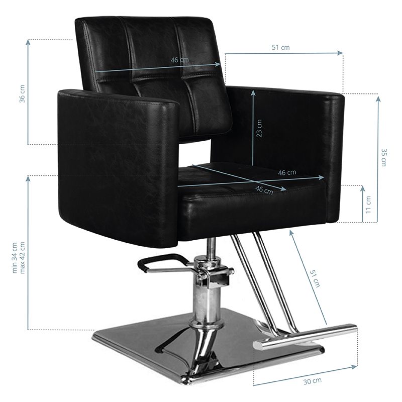 Фризьорски стол - черен Hair System SM344 – снимка 4