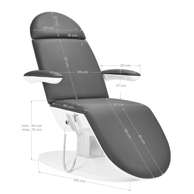 Електрически козметичен стол 2240 Eclipse 3 мотора сиво – снимка 12