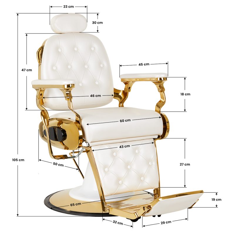 Фризьорски стол Gabbiano Francesco Gold бял – снимка 10
