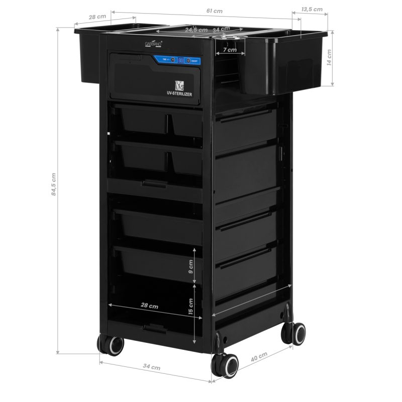 Фризьорски асистент Gabbiano с UV стерилизатор 68UV черен – снимка 11
