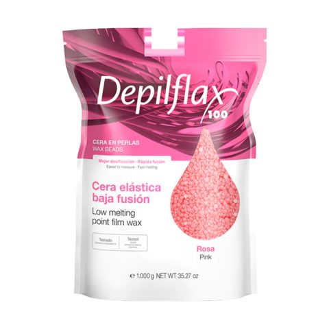 Depilflax 100 гъвкав восък за депилация с ниска точка на топене перлена роза 1000 g