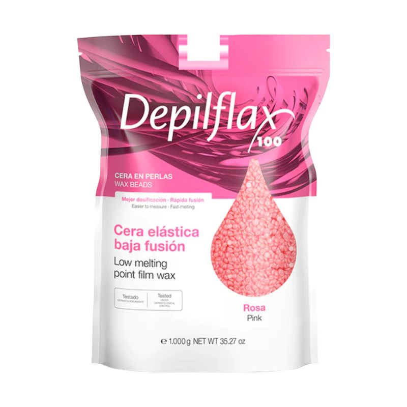 Depilflax 100 гъвкав восък за депилация с ниска точка на топене перлена роза 1000 g
