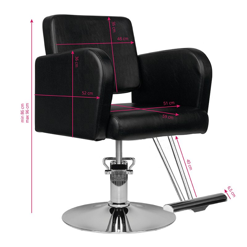 Фризьорски стол - черен Hair System HS92 – снимка 4