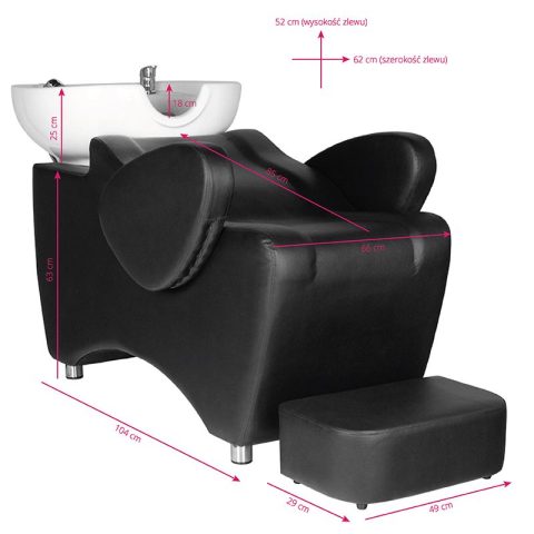 Стол със система за измиване на косата - черен Hair System HSB46 – снимка 5