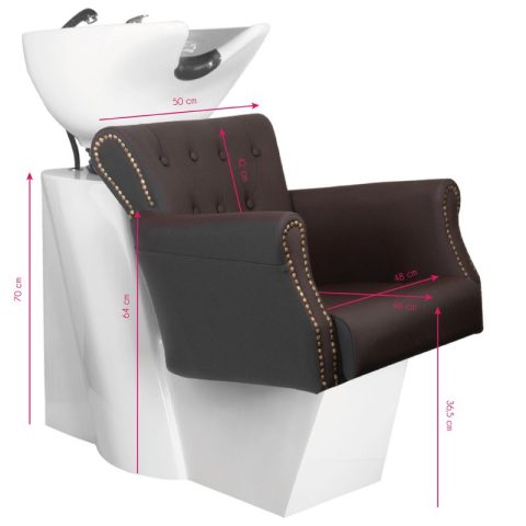 Фризьорски измиващ стол Hair System BER 8183 кафяв – снимка 6