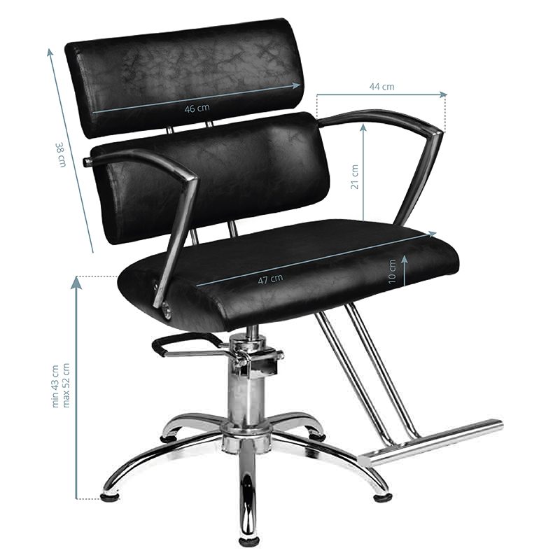 Фризьорски стол - черен Hair System SM362-1 – снимка 4