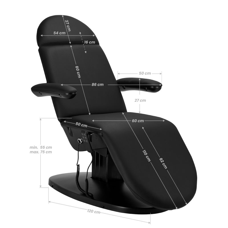 Електрически козметичен стол 2240 Eclipse 3 мотора черен – снимка 12