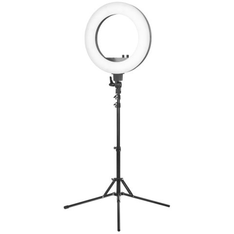 Лампа с форма на пръстен на поставка - черна 18" 48W