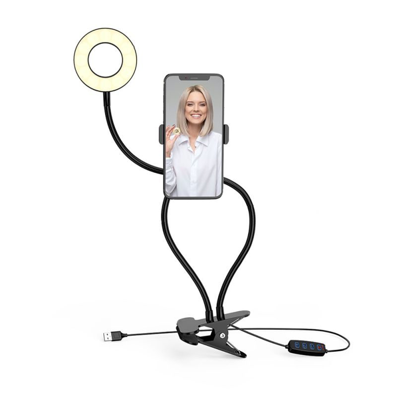 LED ринг лампа със стойка за телефон NR9102, 9см, 10w