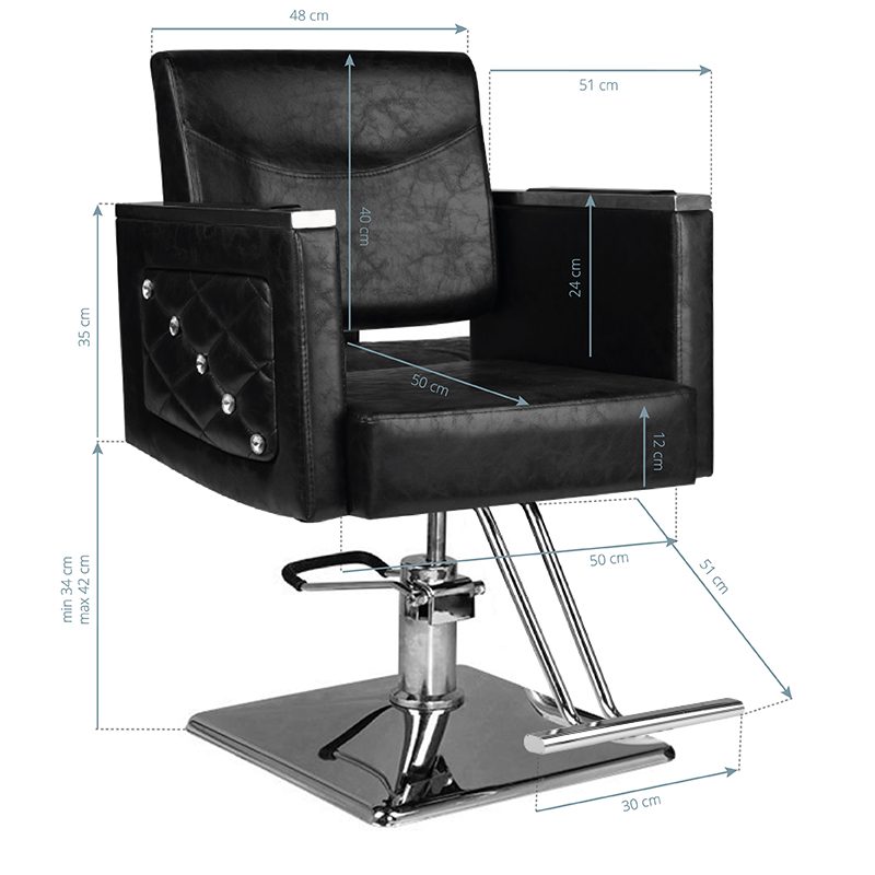 Фризьорски стол - черен Hair System SM363 – снимка 4