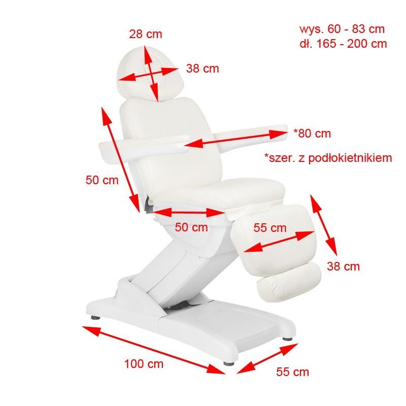 Електрически козметичен стол с 4 мотора - бял Azzurro 871 – снимка 2
