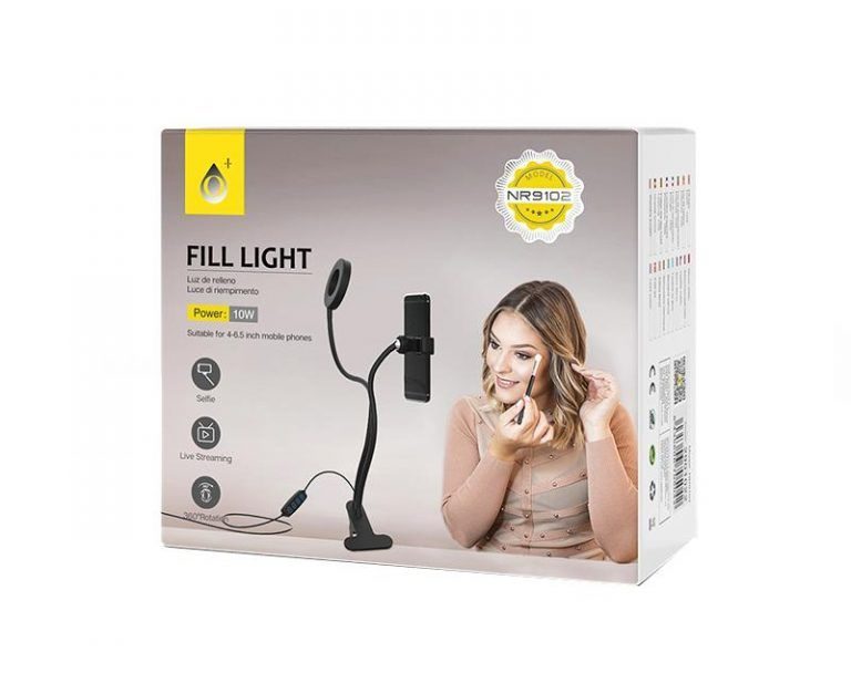 LED ринг лампа със стойка за телефон NR9102, 9см, 10w – снимка 2