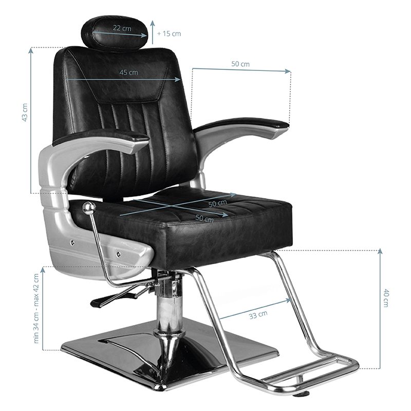 Бръснарски стол - черен Hair System SM182 – снимка 4