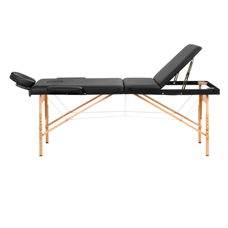 Дървена сгъваема масажна маса Komfort Activ Fizjo Lux 3 сегмента 190x70 см черна – снимка 2