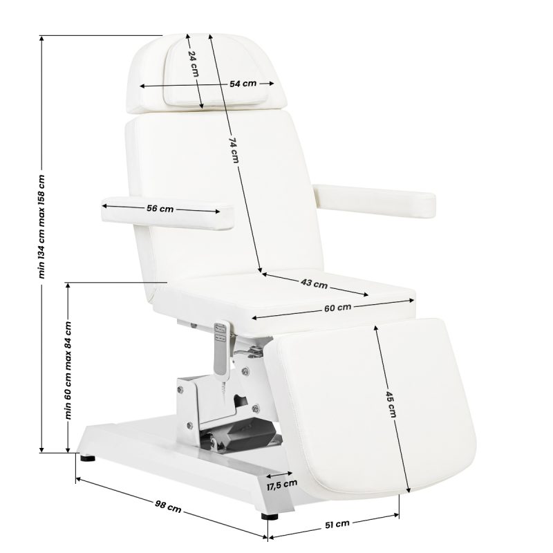 Електрически козметичен стол Expert W-12D 2 мотора бял – снимка 13