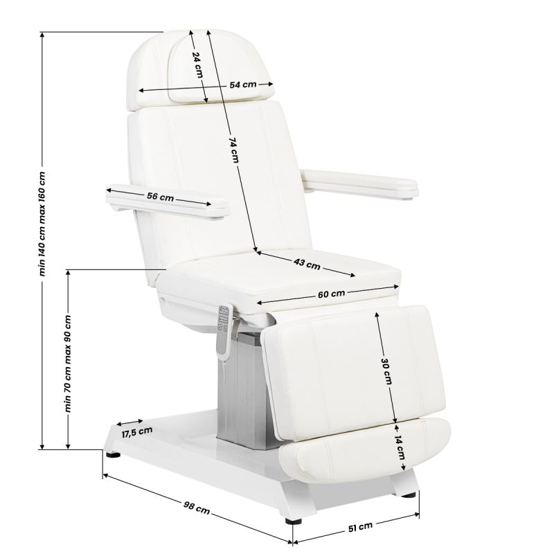 Електрически козметичен стол Expert W-16B 3 мотора бял – снимка 11