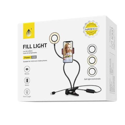 LED ринг лампа със стойка за телефон NR9102, 9см, 10w – снимка 3