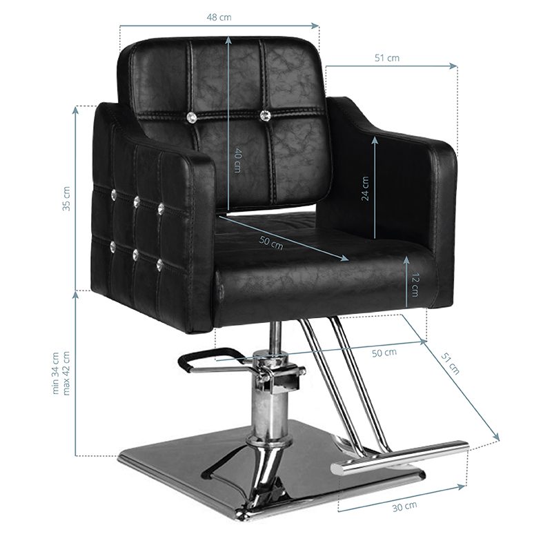 Фризьорски стол - черен Hair System SM362 – снимка 4