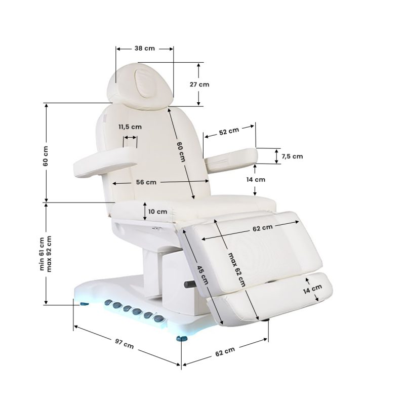 Електрически козметичен стол Azzurro 708B Exclusive 4 мотора нагрят – снимка 10