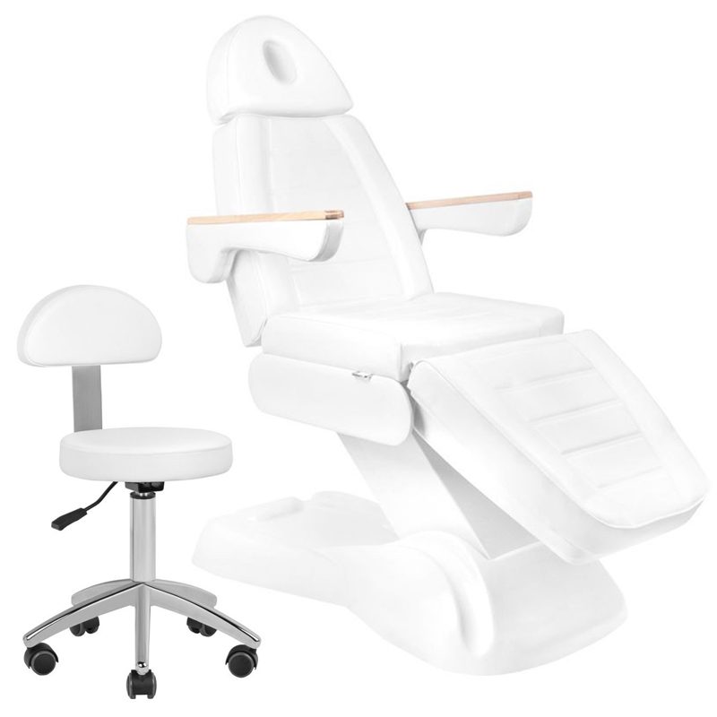 Електрически козметичен стол Sillon Lux 273b + 304 бяла табуретка