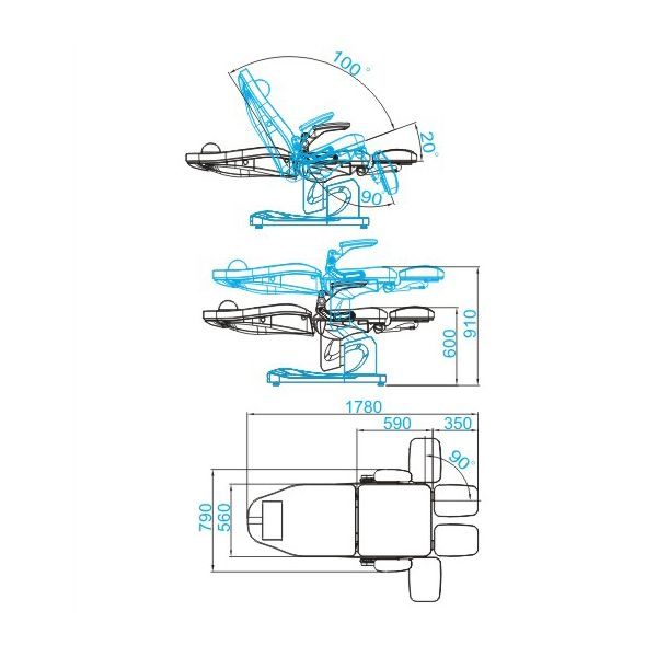 Електрически стол за педикюр с 3 мотора - сив Azzurro 709A – снимка 8